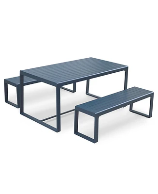 Aoodor 5.17ft Aluminum Picnic Table 3 Piece Portable Bench Set 79.2lb