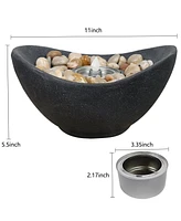 Aoodor Fire Pit Bowl Tabletop Portable Concrete Fireplace Indoor Outdoor