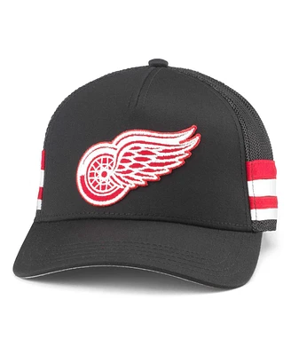 Men's American Needle Black Detroit Red Wings HotFoot Stripes Trucker Adjustable Hat