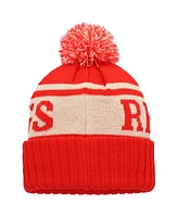 Men's American Needle Red, White Detroit Red Wings Pillow Line Cuffed Knit Hat with Pom