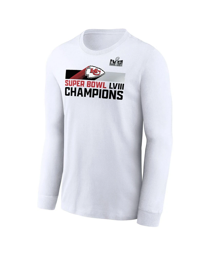 Men's Nike White Kansas City Chiefs Super Bowl Lviii Champions Roster Long Sleeve T-shirt