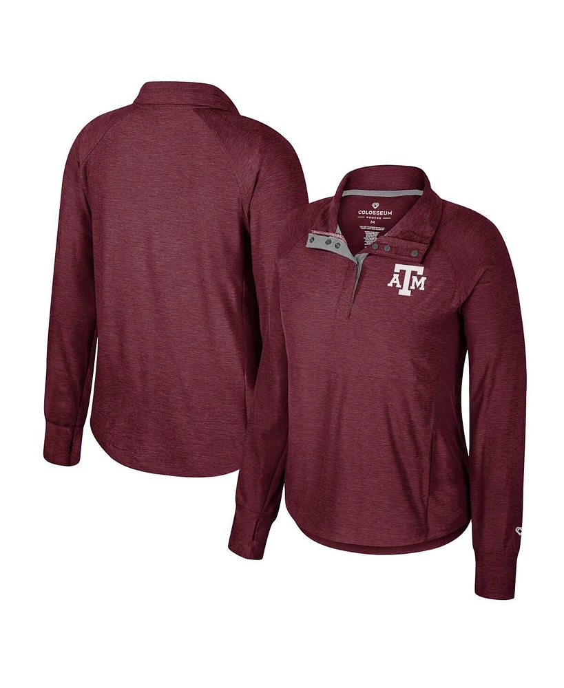 Women's Colosseum Maroon Texas A&M Aggies Cressida Raglan Half-Snap Top