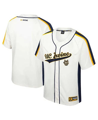 Men's Colosseum Cream Distressed Uc Irvine Anteaters Ruth Button-Up Baseball Jersey