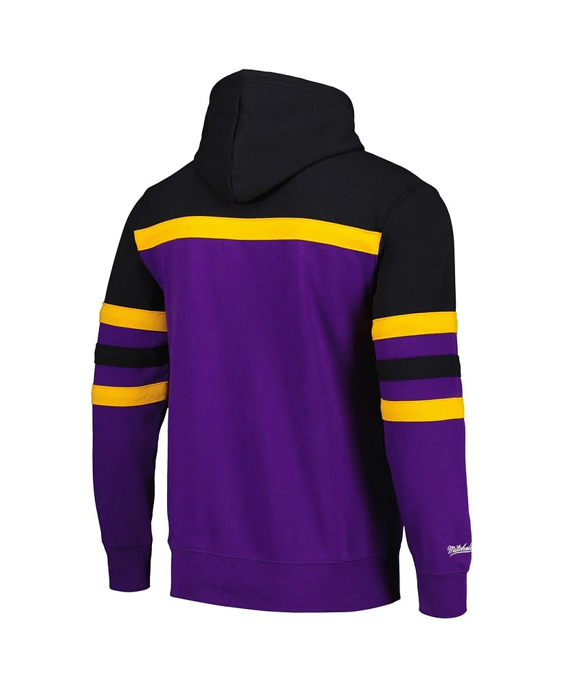 Men's Mitchell & Ness Purple, Black Los Angeles Lakers Head Coach Pullover Hoodie