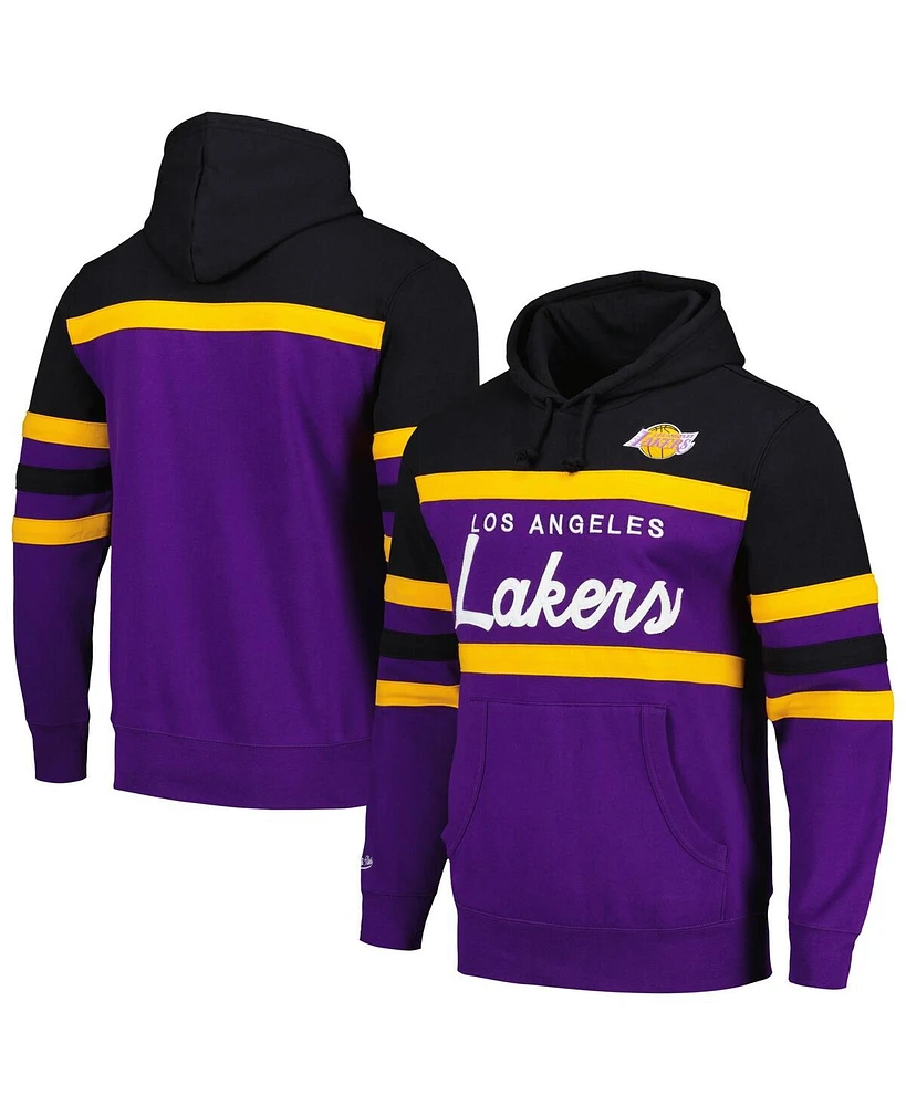 Men's Mitchell & Ness Purple, Black Los Angeles Lakers Head Coach Pullover Hoodie