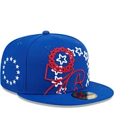 Men's New Era Royal Philadelphia 76ers Game Day Hollow Logo Mashup 59FIFTY Fitted Hat