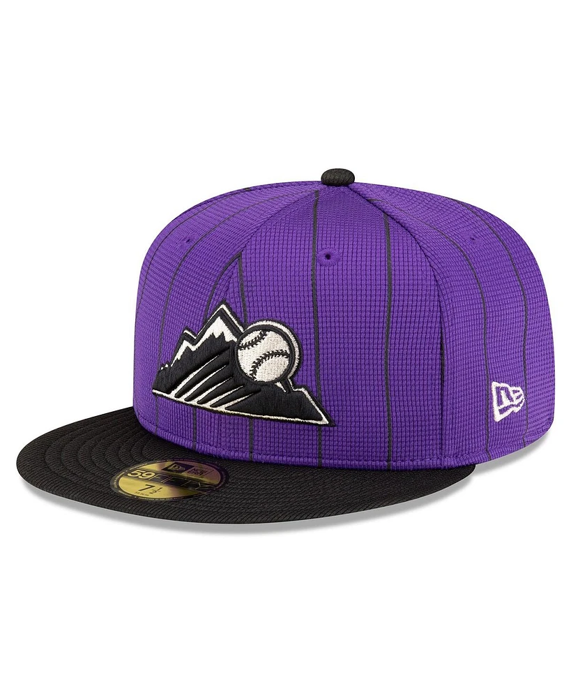 Men's New Era Purple Colorado Rockies 2024 Batting Practice 59FIFTY Fitted Hat