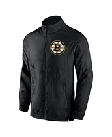 Men's Fanatics Black Boston Bruins Step Up Crinkle Raglan Full-Zip Windbreaker Jacket