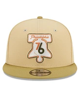 Men's New Era Khaki, Tan Philadelphia 76ers Green Collection 9FIFTY Snapback Hat