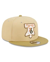 Men's New Era Khaki, Tan Philadelphia 76ers Green Collection 9FIFTY Snapback Hat