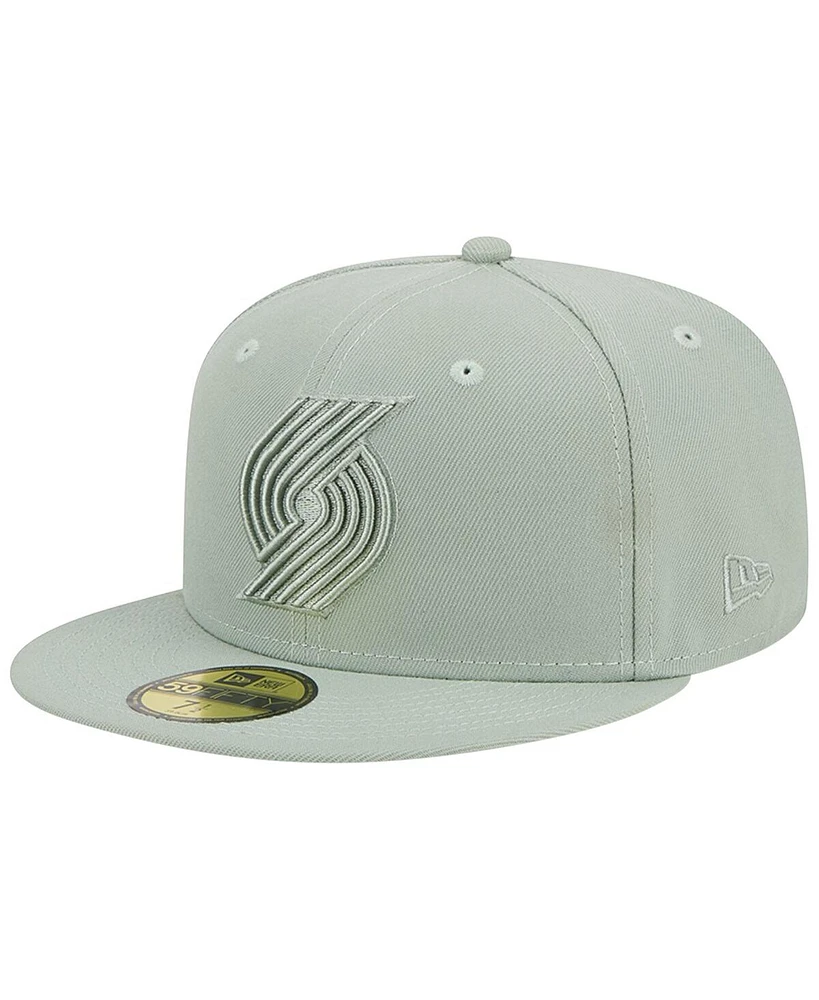 Men's New Era Light Green Portland Trail Blazers Sage Color Pack 59FIFTY Fitted Hat