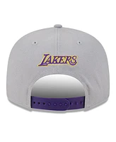 Men's New Era Gray Los Angeles Lakers Chenille Band 9FIFTY Snapback Hat