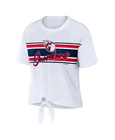 Women's Wear by Erin Andrews White Cleveland Guardians Front Tie T-shirt