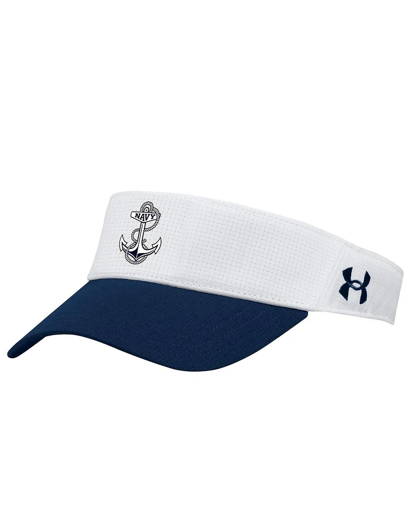 Men's Under Armour White Navy Midshipmen Logo Performance Adjustable Visor