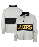 Women's '47 Brand Heather Gray Distressed Los Angeles Lakers Breakthrough Remi Quarter-Zip Jacket