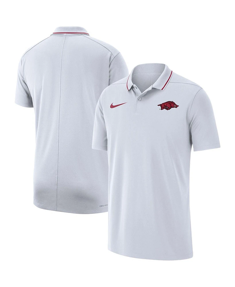 Men's Nike White Arkansas Razorbacks 2023 Coaches Performance Polo Shirt