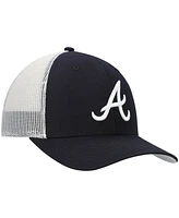 Men's '47 Brand Navy, White Atlanta Braves Primary Logo Trucker Snapback Hat