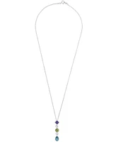 Multi-Gemstone (1 ct. t.w.) 18" Lariat Necklace in Sterling Silver