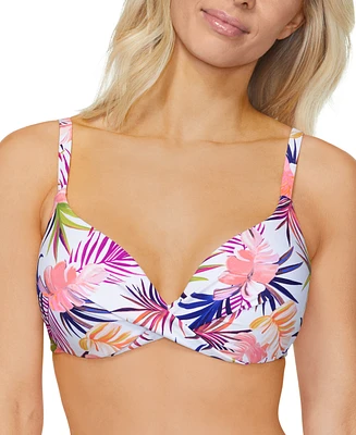 Island Escape Women's Gemini Tropical-Print Push-Up Bikini Top, Created for Macy's