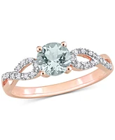 Aquamarine (3/4 ct. t.w.) & Diamond (1/10 Infinity Ring 10k Rose Gold