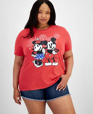 Disney Trendy Plus Size Mickey And Minnie Graphic T-Shirt