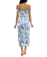 Speechless Juniors' Floral-Print Ruched Midi Dress