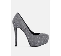 Clarisse diamante faux suede high heeled pumps