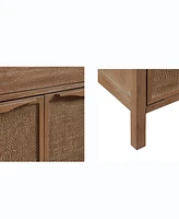 Madison Park Palisades 36"W Coastal 1 Drawer and 2 Door Storage Accent Chest with Cane Webbing Detailing