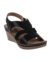 Gc Shoes Women's Banks Cut Out Elastic Slingback Slip-On Wedge Sandals