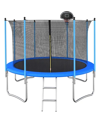 Streamdale Furniture 10 Ft Trampoline Inside Safety Net With Basketball Hoop