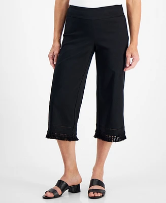 Jm Collection Petite Fringe-Trim Capri Pants, Created for Macy's