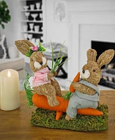 National Tree Company 14" Two Easter Bunnies On Carrot Seesaw