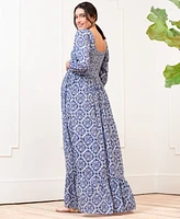 Seraphine Women's Maternity Crepe Shirred Bodice Maxi Dress