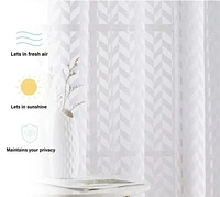 Hlc.Me Herringbone Thick Semi Sheer Premium Rod Pocket Window Curtain Panels For Bedroom Living Room Set Of 2