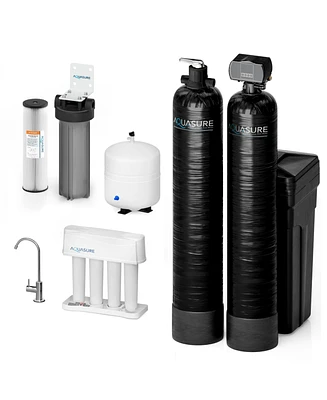 Aquasure Signature Elite | 600,000 Gallons Whole House Water Filter Treatment Bundle with 32,000 Grains Softener, 75 Gpd Reverse Osmosis System