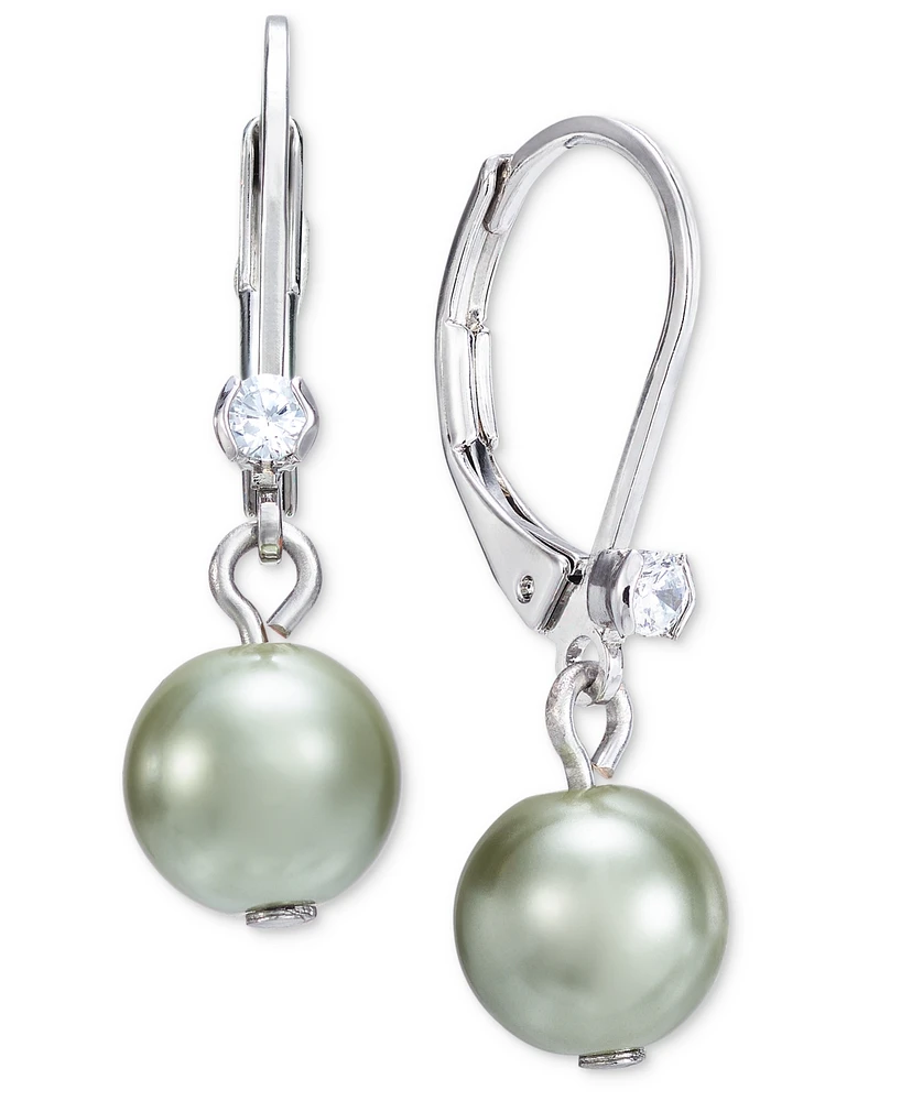 Charter Club Silver-Tone Crystal & Color Imitation Pearl Drop Earrings, Created for Macy's