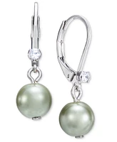 Charter Club Silver-Tone Crystal & Color Imitation Pearl Drop Earrings, Created for Macy's