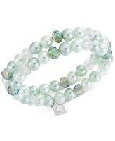 Charter Club Silver-Tone 2-Pc. Set Beaded Stretch Bracelets, Created for Macy's