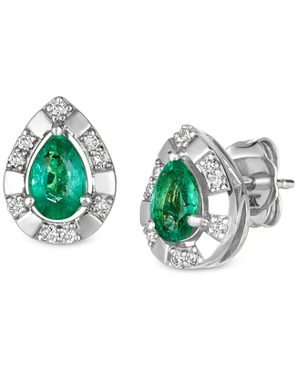Le Vian Costa Smeralda Emerald (5/8 ct. t.w.) & Nude Diamond Pear-Shaped Stud Earrings (1/8 ct. t.w.) in 14k White Gold