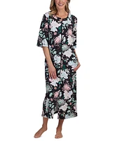 Miss Elaine Women's Printed 3/4-Sleeve Zip-Front Robe