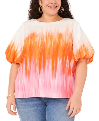 Vince Camuto Plus Tie-Dye Puff-Sleeve Blouse