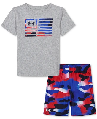 Under Armour Toddler & Little Boys Ua Freedom Flag Camo Graphic T-Shirt Shorts, 2 Piece Set