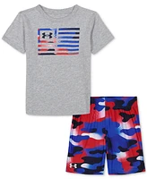 Under Armour Toddler & Little Boys Ua Freedom Flag Camo Graphic T-Shirt Shorts, 2 Piece Set