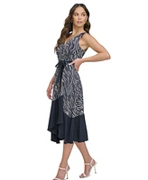 Dkny Women's Sleeveless V-Neck Faux-Wrap Midi Dress