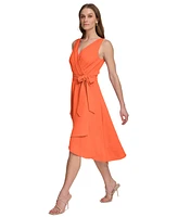 Dkny Women's Sleeveless Faux-Wrap Dress