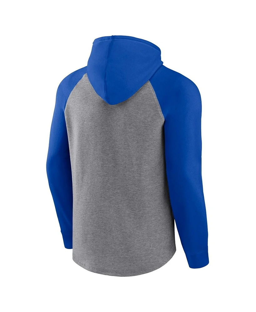 Men's Fanatics Royal, Heather Gray Kentucky Wildcats Wrap Up Raglan Pullover Hoodie