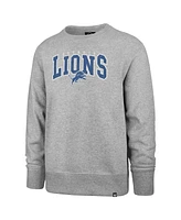 Men's '47 Brand Gray Distressed Detroit Lions Varsity Block Headline Pullover Sweatshirt