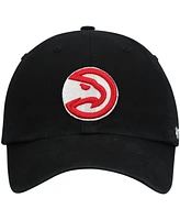 Men's '47 Brand Black Atlanta Hawks Team Clean Up Adjustable Hat