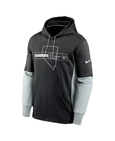 Men's Nike Black Las Vegas Raiders Color Block Fleece Performance Pullover Hoodie