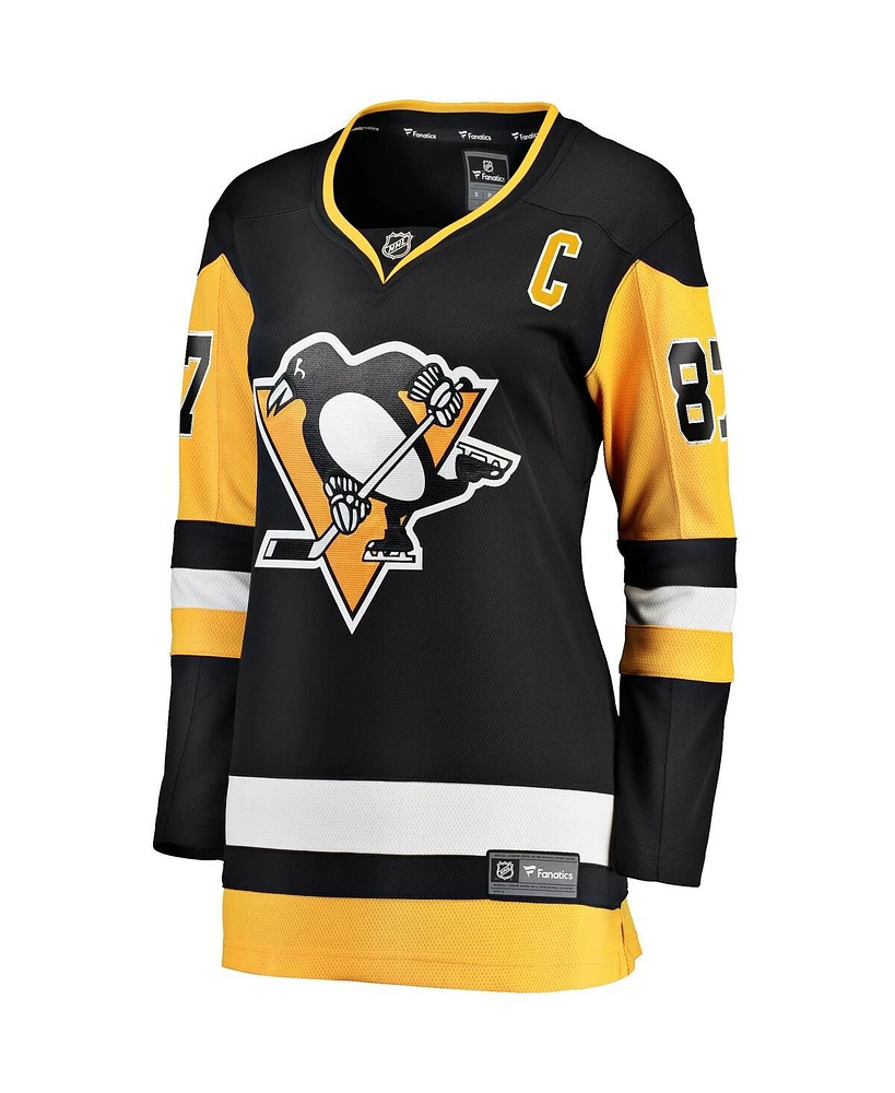 Women's Fanatics Sidney Crosby Black Pittsburgh Penguins Captain Patch Home Breakaway Jersey
